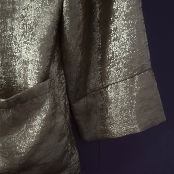 Gold Metallic Blazer with Notched Lapels M - Picture 4 of 5